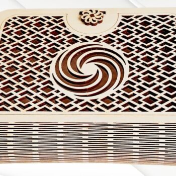 Intra απο ξύλο plywood  Χρώμα wenge 3mm-4mm πάχος - Κουτί δώρου με μοτίβο, Laser Δίασταση 4x6 cm INTRAFABR-122251145 - Image 5