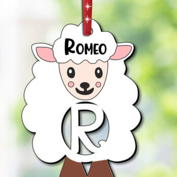 Intra απο ξύλο plywood Χρώμα wenge 3mm-4mm πάχος - Ετικέτα δώρου Γράμμα R Πρόβατο Πασχαλινό στολίδι Δίασταση 6x6 cm INTRAFABR-122250996 - Image 2