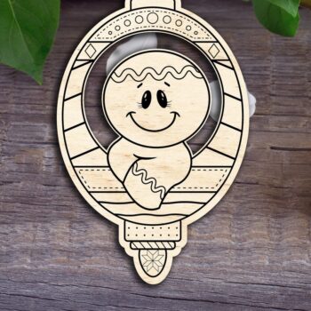 Intra απο ξύλο plywood  Χρώμα wenge 3mm-4mm πάχος - Χριστουγεννιάτικο στολίδι με τζίντζερ Δίασταση 6x6 cm INTRAFABR-123644723 - Image 1