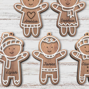 Intra απο ξύλο plywood  Χρώμα wenge 3mm-4mm πάχος - Οικογενειακό Χριστουγεννιάτικο στολίδι μελόψωμο Δίασταση 6x6 cm INTRAFABR-25446133