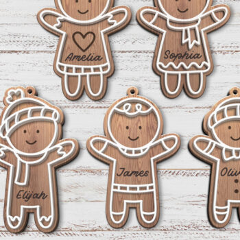 Intra απο ξύλο plywood  Χρώμα wenge 3mm-4mm πάχος - Οικογενειακό Χριστουγεννιάτικο στολίδι μελόψωμο Δίασταση 6x6 cm INTRAFABR-25446133 - Image 1