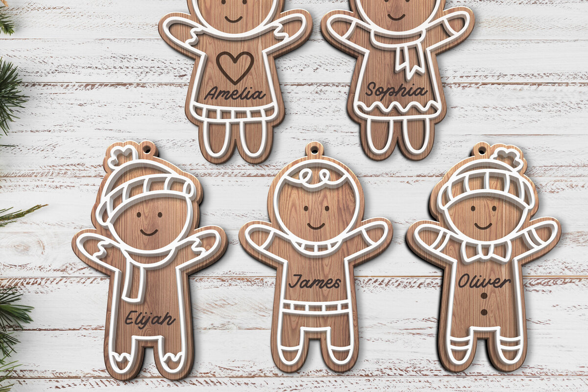 Intra απο ξύλο plywood  Χρώμα wenge 3mm-4mm πάχος - Οικογενειακό Χριστουγεννιάτικο στολίδι μελόψωμο Δίασταση 6x6 cm INTRAFABR-25446133