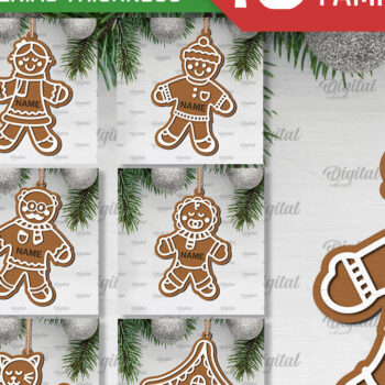 Intra απο ξύλο plywood Χρώμα wenge 3mm-4mm πάχος - Πακέτο λέιζερ Οικογενειακό Στολίδι Gingerbread Δίασταση 6x6 cm INTRAFABR-123582083 - Image 1