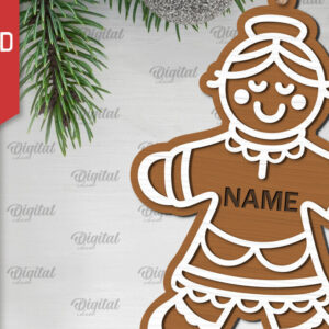 Intra απο ξύλο plywood  Χρώμα wenge 3mm-4mm πάχος - με λέιζερ Gingerbread Granny Δίασταση 30x20 cm INTRAFABR-25446059