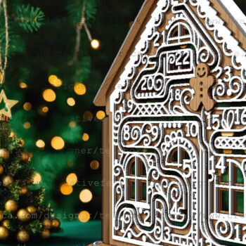 Intra απο ξύλο plywood  Χρώμα wenge 3mm-4mm πάχος - Gingerbread House | Ημερολόγιο έλευσης Δίασταση 30x20 cm INTRAFABR-121492466 - Image 2