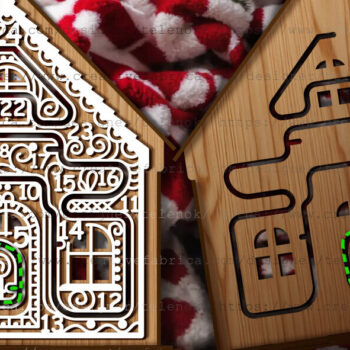 Intra απο ξύλο plywood  Χρώμα wenge 3mm-4mm πάχος - Gingerbread House | Ημερολόγιο έλευσης Δίασταση 30x20 cm INTRAFABR-121492466 - Image 3