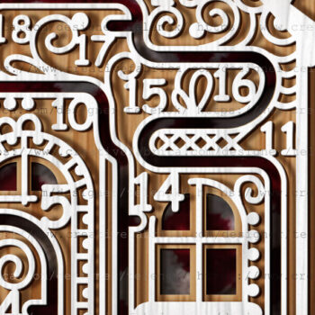 Intra απο ξύλο plywood  Χρώμα wenge 3mm-4mm πάχος - Gingerbread House | Ημερολόγιο έλευσης Δίασταση 30x20 cm INTRAFABR-121492466 - Image 4