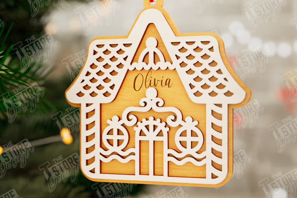 Intra απο ξύλο plywood  Χρώμα wenge 3mm-4mm πάχος - Gingerbread House | Χριστουγεννιάτικη διακόσμηση Δίασταση 6x6 cm INTRAFABR-121492482