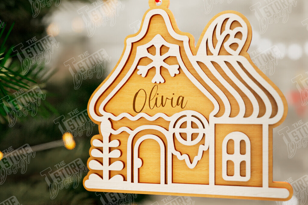 Intra απο ξύλο plywood  Χρώμα wenge 3mm-4mm πάχος - Gingerbread House | Χριστουγεννιάτικη διακόσμηση Δίασταση 6x6 cm INTRAFABR-121492496