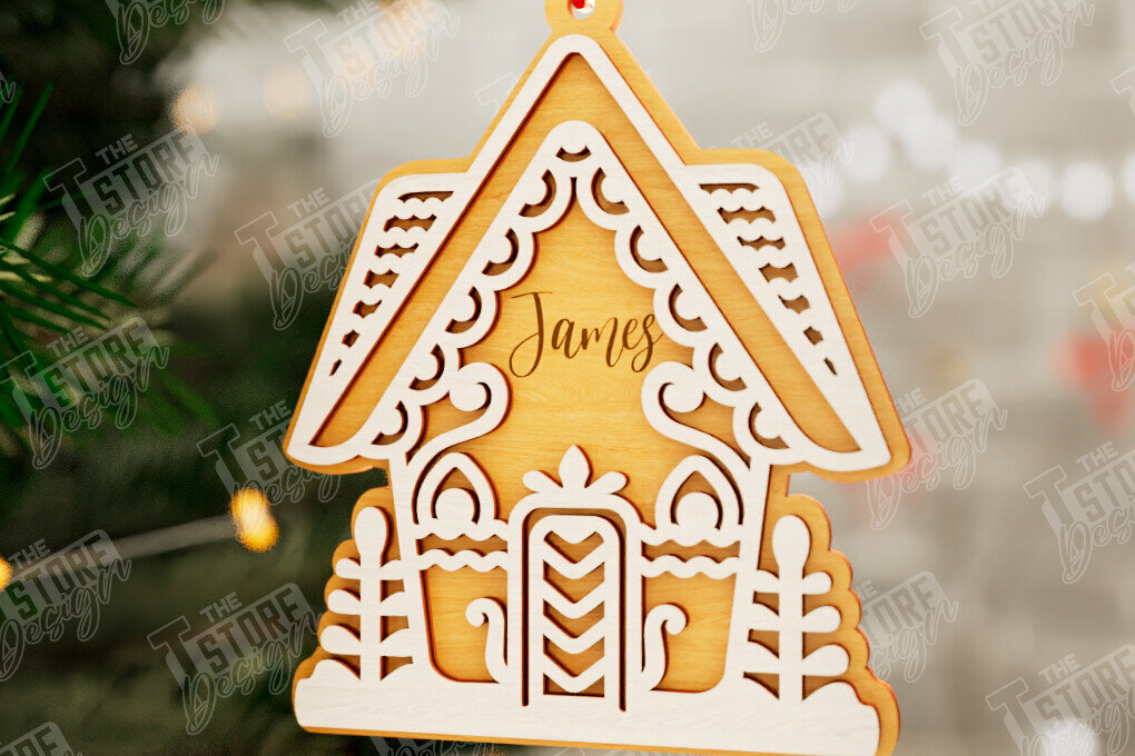Intra απο ξύλο plywood  Χρώμα wenge 3mm-4mm πάχος - Gingerbread House | Χριστουγεννιάτικη διακόσμηση Δίασταση 6x6 cm INTRAFABR-66883299