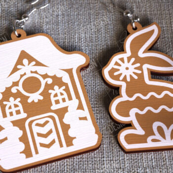 Intra απο ξύλο plywood  Χρώμα wenge 3mm-4mm πάχος - Gingerbread House Earrings Bundle | CNC Δίασταση 3x3 cm INTRAFABR-72001397 - Image 6