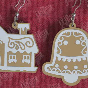 Intra απο ξύλο plywood  Χρώμα wenge 3mm-4mm πάχος - Gingerbread House Earrings Bundle | CNC Δίασταση 3x3 cm INTRAFABR-75741970 - Image 7