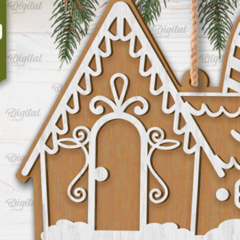 Intra απο ξύλο plywood Χρώμα wenge 3mm-4mm πάχος - με λέιζερ Σπίτι μελόψωμο Δίασταση 30x20 cm INTRAFABR-84106318 - Image 1