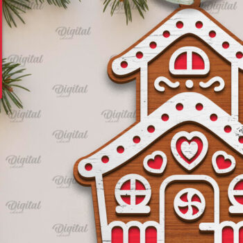 Intra απο ξύλο plywood Χρώμα wenge 3mm-4mm πάχος - με λέιζερ Σπίτι μελόψωμο Δίασταση 30x20 cm INTRAFABR-71992401 - Image 1