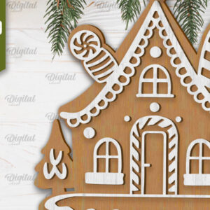 Intra απο ξύλο plywood  Χρώμα wenge 3mm-4mm πάχος - με λέιζερ Σπίτι μελόψωμο Δίασταση 30x20 cm INTRAFABR-102114448