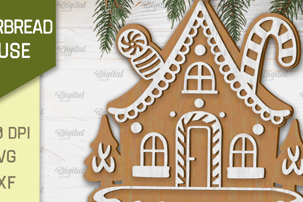 Intra απο ξύλο plywood  Χρώμα wenge 3mm-4mm πάχος - με λέιζερ Σπίτι μελόψωμο Δίασταση 30x20 cm INTRAFABR-102114448