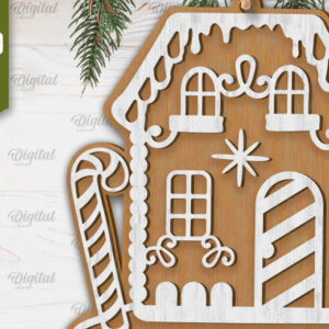 Intra απο ξύλο plywood  Χρώμα wenge 3mm-4mm πάχος - με λέιζερ Σπίτι μελόψωμο Δίασταση 30x20 cm INTRAFABR-102114312