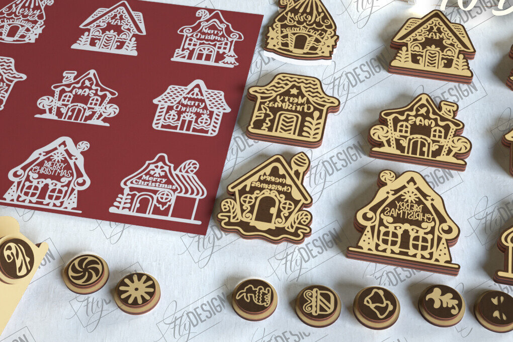 Intra απο ξύλο plywood  Χρώμα wenge 3mm-4mm πάχος - Πακέτο γραμματοσήμων με μελόψωμο | Χριστούγεννα Δίασταση 15x15 cm INTRAFABR-122527131