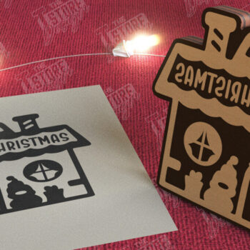 Intra απο ξύλο plywood  Χρώμα wenge 3mm-4mm πάχος - Σφραγίδα Gingerbread House |Χριστουγεννιάτικη εκτύπωση| CNC Δίασταση 15x15 cm INTRAFABR-84251981 - Image 1