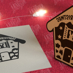 Intra απο ξύλο plywood  Χρώμα wenge 3mm-4mm πάχος - Σφραγίδα Gingerbread House |Χριστουγεννιάτικη εκτύπωση| CNC Δίασταση 15x15 cm INTRAFABR-122886863