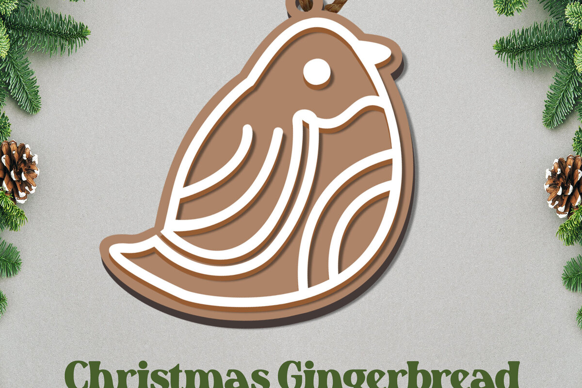 Intra απο ξύλο plywood  Χρώμα wenge 3mm-4mm πάχος - με μελόψωμο. Χριστουγεννιάτικο Στολίδι Δίασταση 6x6 cm INTRAFABR-113203786