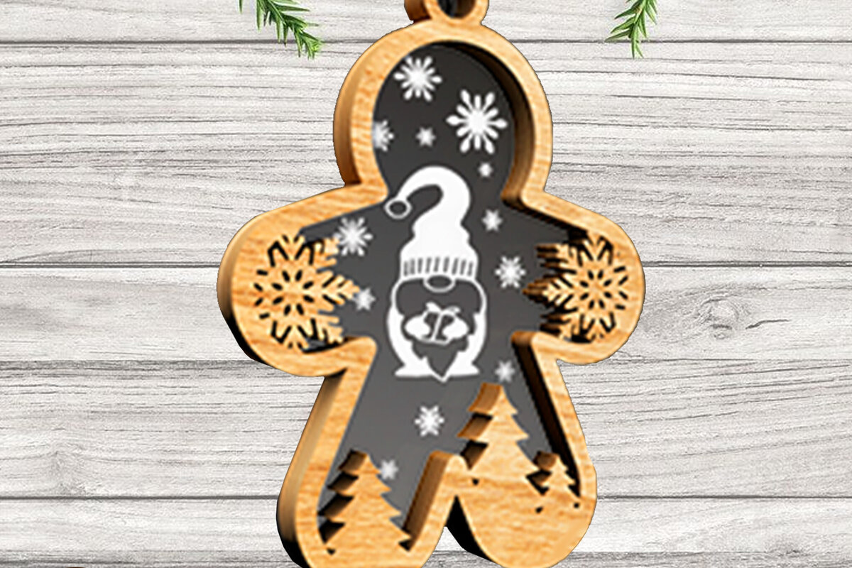 Intra απο ξύλο plywood  Χρώμα wenge 3mm-4mm πάχος - Χριστουγεννιάτικο στολίδι Gingerbread Man Δίασταση 5x3 cm INTRAFABR-116621815