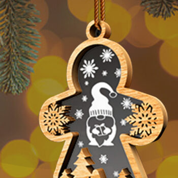 Intra απο ξύλο plywood  Χρώμα wenge 3mm-4mm πάχος - Χριστουγεννιάτικο στολίδι Gingerbread Man Δίασταση 5x3 cm INTRAFABR-116621815 - Image 2