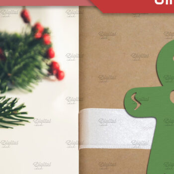 Intra απο ξύλο plywood Χρώμα wenge 3mm-4mm πάχος - Gingerbread Man. Ετικέτα δώρου Χριστουγεννιάτικη κορδέλα Δίασταση 15x15 cm INTRAFABR-124658719 - Image 1