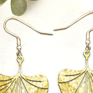 Intra απο ξύλο plywood  Χρώμα wenge 3mm-4mm πάχος - Ginko Leaf Boho Σκουλαρίκια . Δίασταση 3x3 cm INTRAFABR-119635112