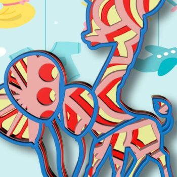 Intra απο ξύλο plywood  Χρώμα wenge 3mm-4mm πάχος - Καμηλοπάρδαλη και μπαλόνια, τρισδιάστατη Μάνταλα Δίασταση 30x20 cm INTRAFABR-103123850 - Image 6