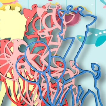 Intra απο ξύλο plywood  Χρώμα wenge 3mm-4mm πάχος - Καμηλοπάρδαλη και μπαλόνια, τρισδιάστατη Μάνταλα Δίασταση 30x20 cm INTRAFABR-103123850 - Image 8