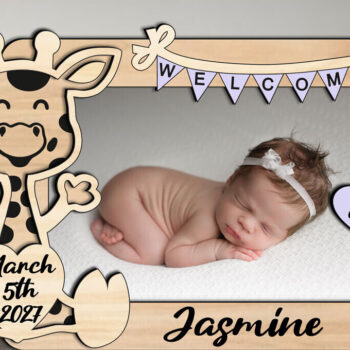 Intra απο ξύλο plywood  Χρώμα wenge 3mm-4mm πάχος - Πίνακας κορνίζας μωρών καμηλοπάρδαλης Νεογέννητο Δίασταση 20x25 cm INTRAFABR-64729065 - Image 1