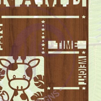 Intra απο ξύλο plywood  Χρώμα wenge 3mm-4mm πάχος - κοπής Stats Baby Giraffe Δίασταση 30x20 cm INTRAFABR-118239417 - Image 2
