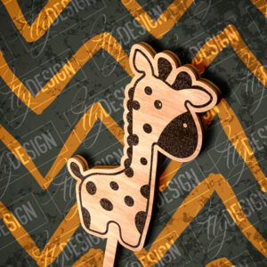 Intra απο ξύλο plywood  Χρώμα wenge 3mm-4mm πάχος - Giraffe Cake Topper Σχέδιο Δίασταση 30x20 cm INTRAFABR-118239506
