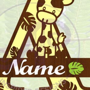 Intra απο ξύλο plywood  Χρώμα wenge 3mm-4mm πάχος - Μονόγραμμα με κεφαλαίο καμηλοπάρδαλη Δίασταση 30x20 cm INTRAFABR-119198462