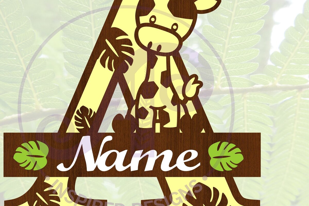 Intra απο ξύλο plywood  Χρώμα wenge 3mm-4mm πάχος - Μονόγραμμα με κεφαλαίο καμηλοπάρδαλη Δίασταση 30x20 cm INTRAFABR-119198462