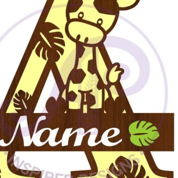 Intra απο ξύλο plywood  Χρώμα wenge 3mm-4mm πάχος - Μονόγραμμα με κεφαλαίο καμηλοπάρδαλη Δίασταση 30x20 cm INTRAFABR-119198462 - Image 3