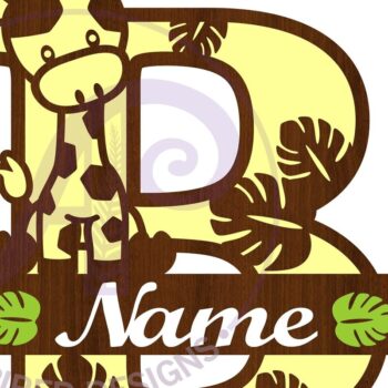 Intra απο ξύλο plywood Χρώμα wenge 3mm-4mm πάχος - Καμηλοπάρδαλη κεφαλαίο Β μονόγραμμα Δίασταση 30x20 cm INTRAFABR-119198411 - Image 3