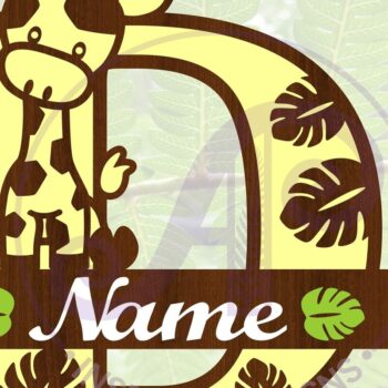 Intra απο ξύλο plywood Χρώμα wenge 3mm-4mm πάχος - Καμηλοπάρδαλη κεφαλαίο D Μονόγραμμα Δίασταση 30x20 cm INTRAFABR-121186585 - Image 1