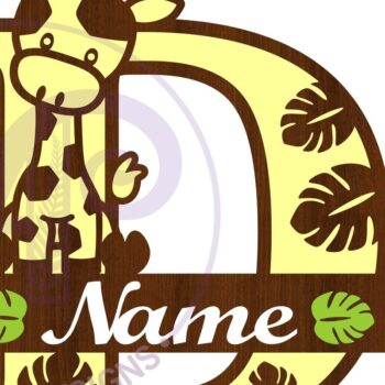 Intra απο ξύλο plywood Χρώμα wenge 3mm-4mm πάχος - Καμηλοπάρδαλη κεφαλαίο D Μονόγραμμα Δίασταση 30x20 cm INTRAFABR-121186585 - Image 3