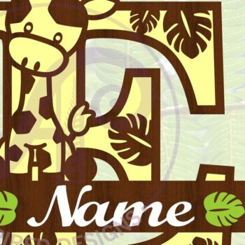 Intra απο ξύλο plywood  Χρώμα wenge 3mm-4mm πάχος - Μονόγραμμα με κεφαλαίο E της καμηλοπάρδαλης Δίασταση 30x20 cm INTRAFABR-124462307 - Image 1