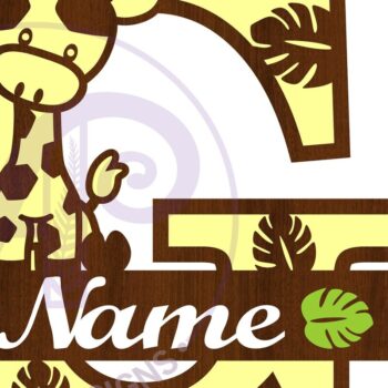 Intra απο ξύλο plywood  Χρώμα wenge 3mm-4mm πάχος - Μονόγραμμα με κεφαλαίο G καμηλοπάρδαλης Δίασταση 30x20 cm INTRAFABR-24844203 - Image 3