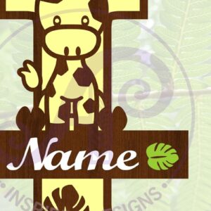 Intra απο ξύλο plywood  Χρώμα wenge 3mm-4mm πάχος - Μονόγραμμα με κεφαλαία καμηλοπάρδαλη I Δίασταση 30x20 cm INTRAFABR-118129160