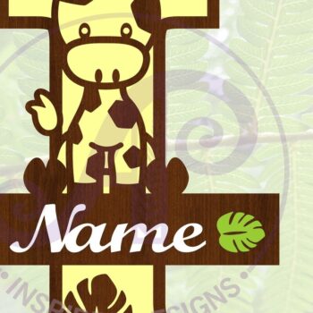 Intra απο ξύλο plywood  Χρώμα wenge 3mm-4mm πάχος - Μονόγραμμα με κεφαλαία καμηλοπάρδαλη I Δίασταση 30x20 cm INTRAFABR-118129160 - Image 1