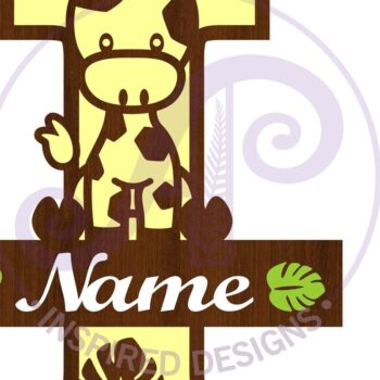 Intra απο ξύλο plywood  Χρώμα wenge 3mm-4mm πάχος - Μονόγραμμα με κεφαλαία καμηλοπάρδαλη I Δίασταση 30x20 cm INTRAFABR-118129160 - Image 3