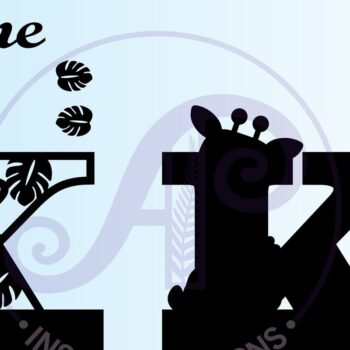 Intra απο ξύλο plywood  Χρώμα wenge 3mm-4mm πάχος - Μονόγραμμα με κεφαλαίο Κ γράμματος καμηλοπάρδαλης Δίασταση 30x20 cm INTRAFABR-117811254 - Image 2