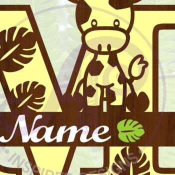 Intra απο ξύλο plywood Χρώμα wenge 3mm-4mm πάχος - Καμηλοπάρδαλη κεφαλαίο M μονόγραμμα Δίασταση 30x20 cm INTRAFABR-119207841 - Image 1