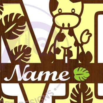 Intra απο ξύλο plywood Χρώμα wenge 3mm-4mm πάχος - Καμηλοπάρδαλη κεφαλαίο M μονόγραμμα Δίασταση 30x20 cm INTRAFABR-119207841 - Image 3