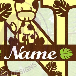 Intra απο ξύλο plywood  Χρώμα wenge 3mm-4mm πάχος - Μονόγραμμα με κεφαλαίο Ν της καμηλοπάρδαλης Δίασταση 30x20 cm INTRAFABR-121186566