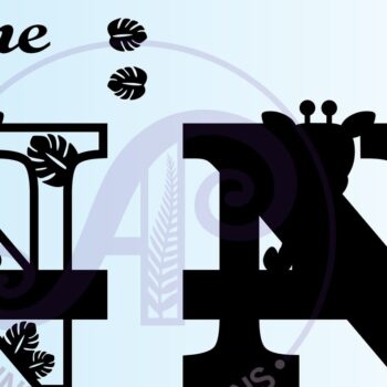 Intra απο ξύλο plywood  Χρώμα wenge 3mm-4mm πάχος - Μονόγραμμα με κεφαλαίο Ν της καμηλοπάρδαλης Δίασταση 30x20 cm INTRAFABR-121186566 - Image 2